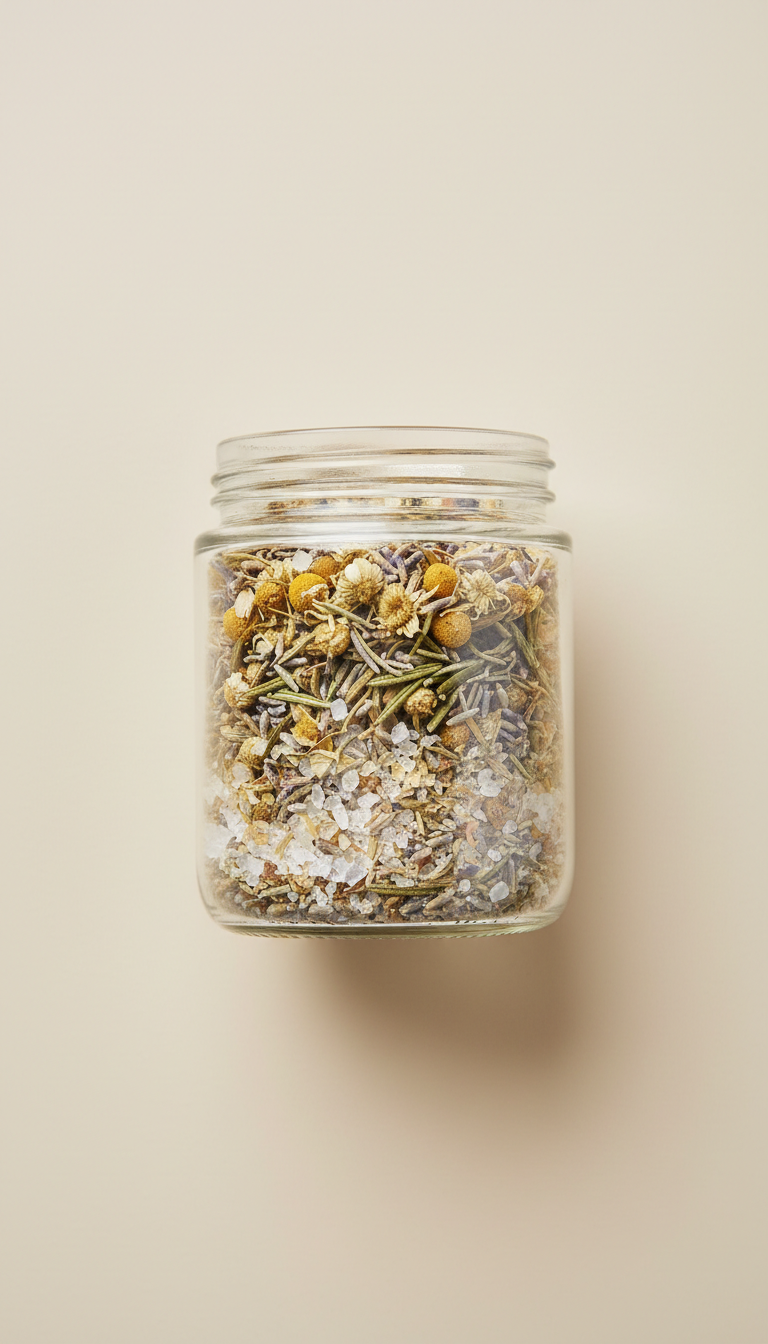 Soothing herbal bath soak with lavender